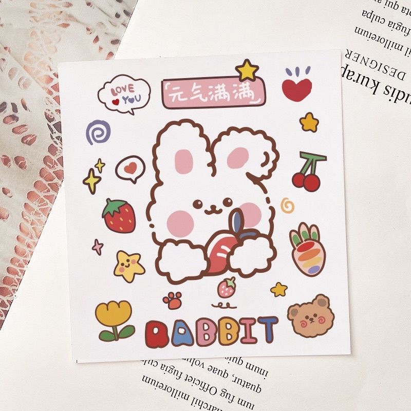 Nana STICKER TUMBLE BOTTLE LUCU ASHETIC KAWAII BUNNY BEAR 1 LEMBAR