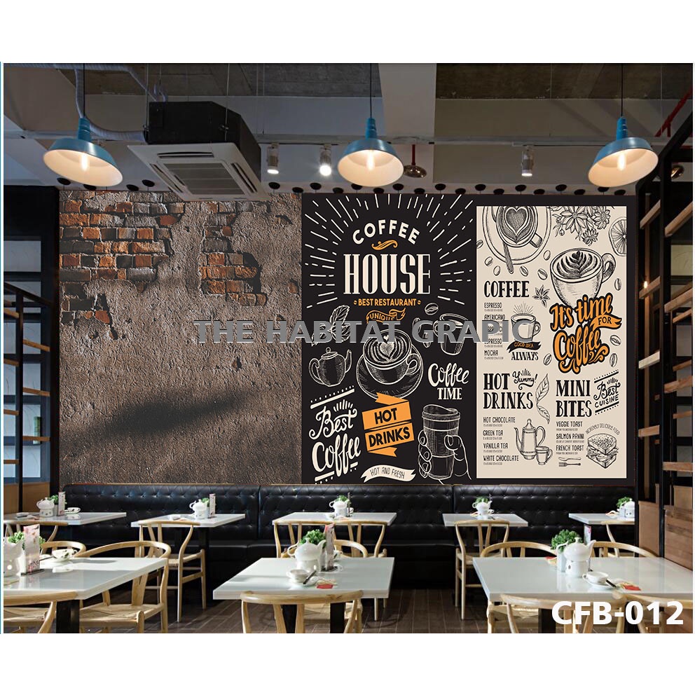 CETAK WALLPAPAER DEKORASI Cafe PROMO Wallpaper Dinding 3d Murah- Wallpaper Dinding Kafe- Wallpaper D