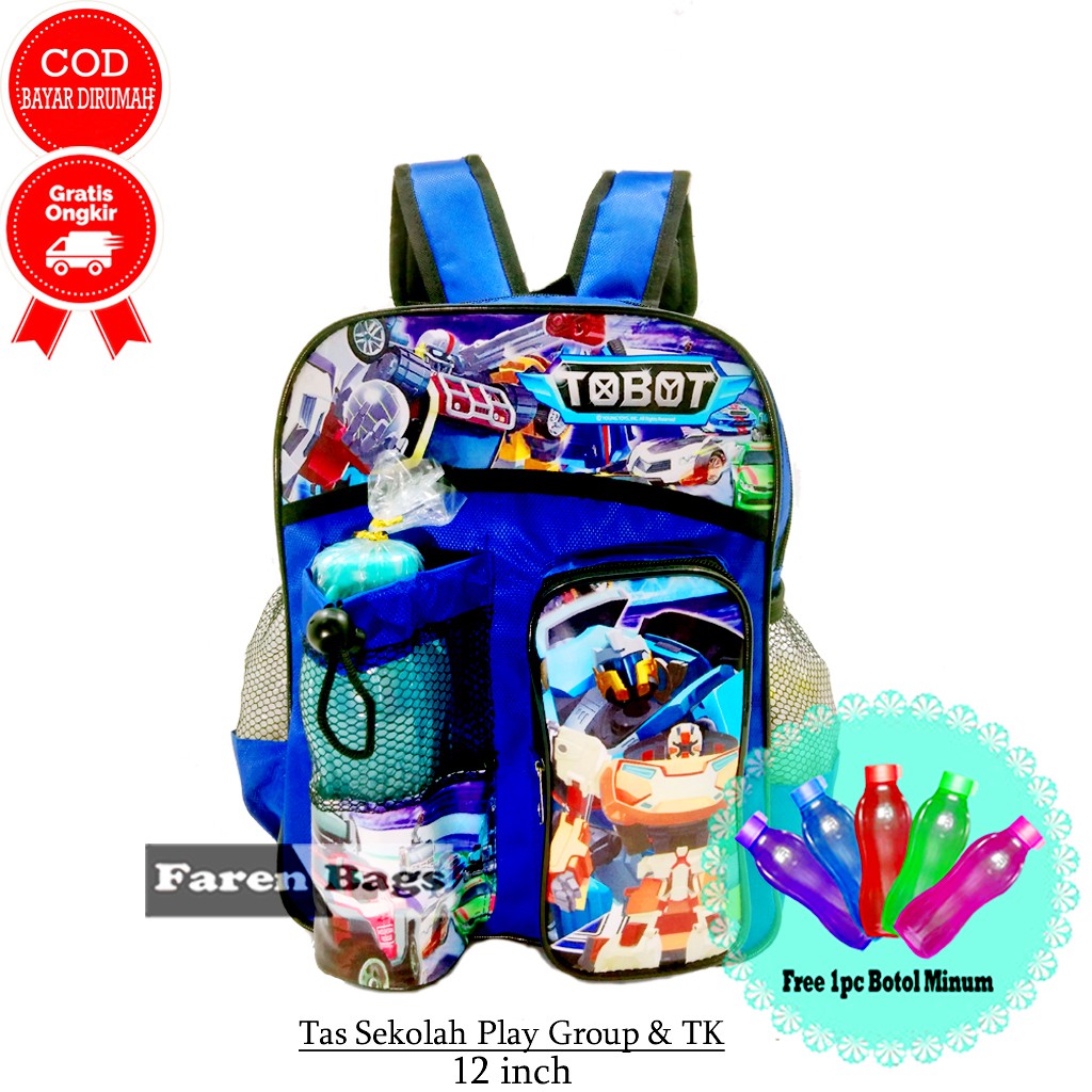 [Paket] Set Sekolah Anak TK Cowok ( Tas-Botol Minum-Set Alat tulis) Tas Anak PG sampai TK Tas Anak