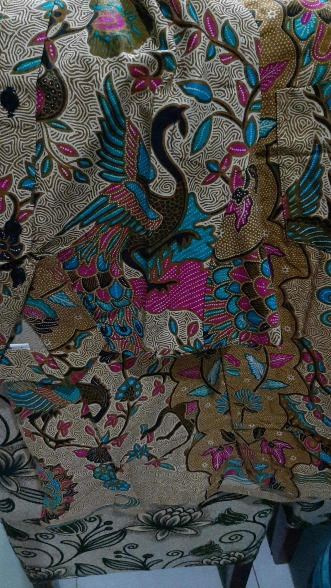 ( Gamis Jumbo ) Batik Couple Keluarga Sania Ruffle Ori Ndoro Jowi Dnt Motif Merak Tosca