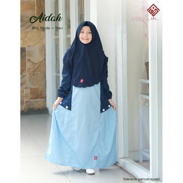 Gamis Anak Aidah Anv Warna Biru Muda (size kids & junior)