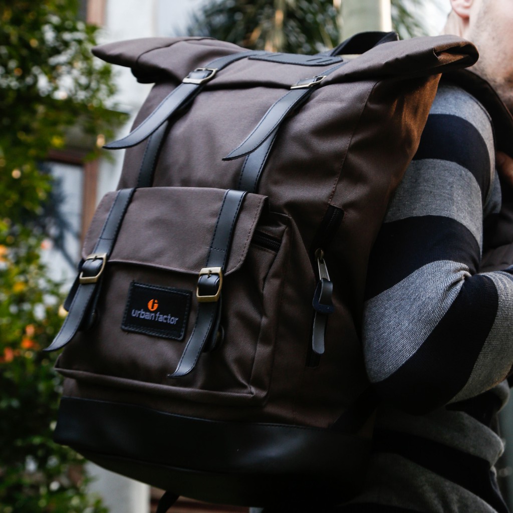 Tas Laptop Ransel Backpack Urband Factor Branded Pria Wanita Roll Top Branded Murah