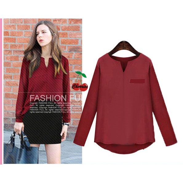 [blus maroon CR] blouse wanita twistcone merah