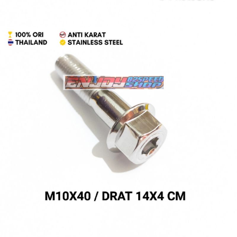 Baut Probolt Model 2 Kunci M10x40 / Drat 14x4 cm Asli stainles