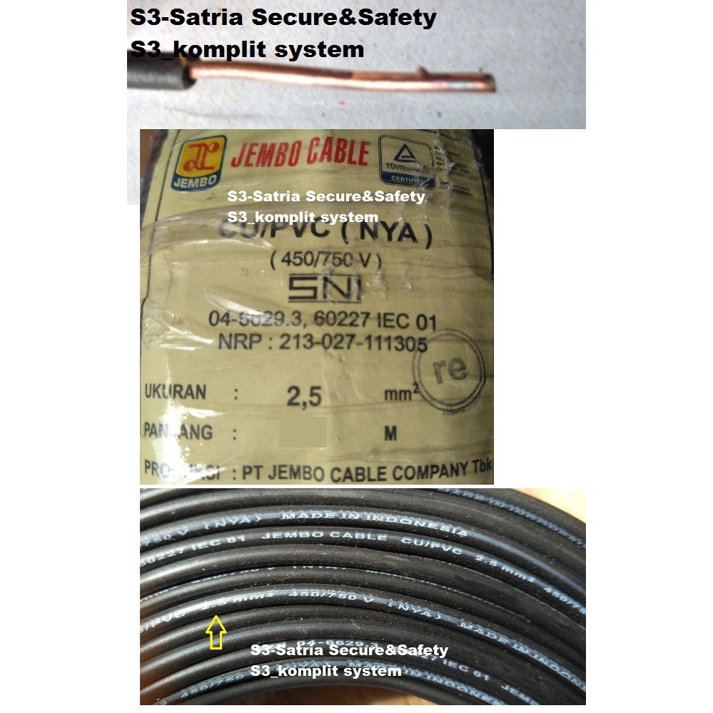 Hitam Kabel Listrik Tunggal 1 jalur Kabel NYA 2,5 mm ( NYA 1x2.5mm )