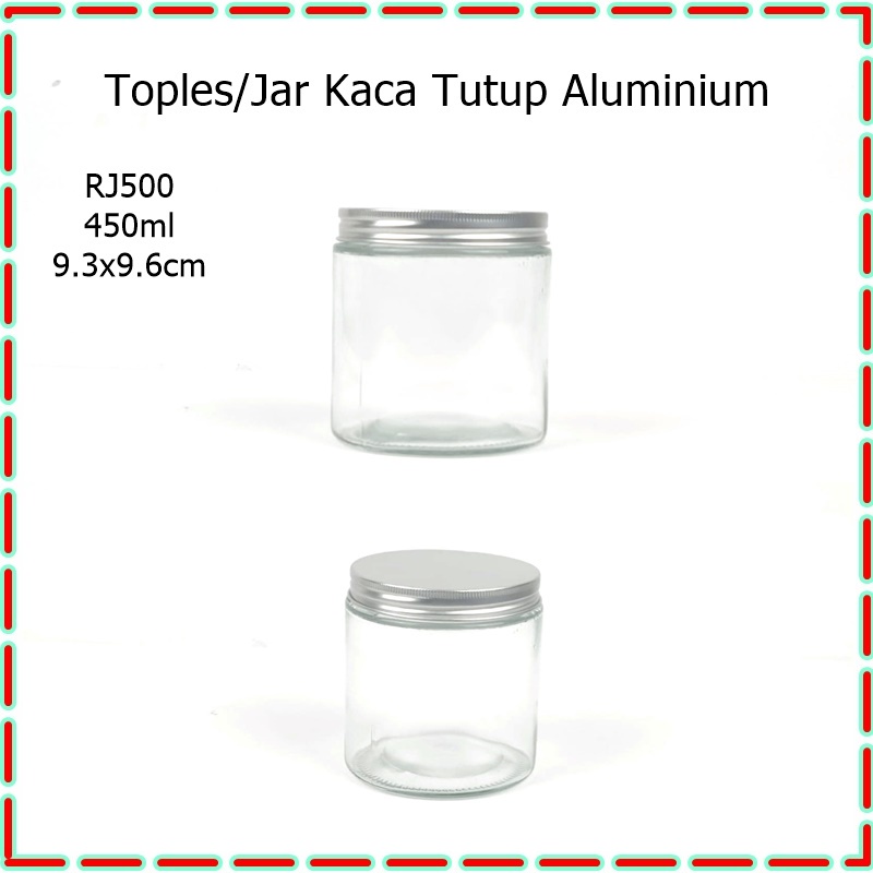 Toples/Jar Kaca Tutup Aluminium 450ml/350ml/200ml Silver dan Rose Gold CULLETPRIMA