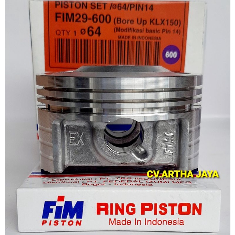 PISTON KIT FIM FIM29 KAWASAKI KLX / KLX 150 BORE UP / D TRACKER 150 ( 61 / 61,5 / 62 / 62,5 / 63 / 63,5 / 64 ) ( 300 / 350 / 400 / 450 / 500 / 550 / 600 ) ( PEN 14 / PIN 14 )-2