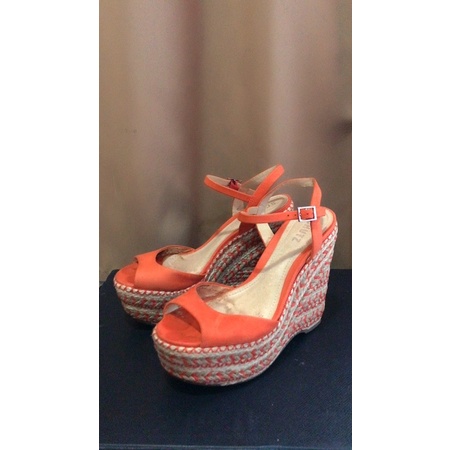 Schutz Wedges Orange Espadrilles Size 38 (Defect insole - Beli 2,5jt)