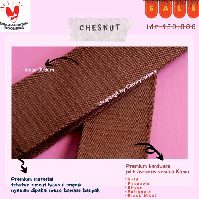 Monggo] Tali Tas Pengganti Fossil Longstrap Webbing Kanvas Lebar Bag Strap