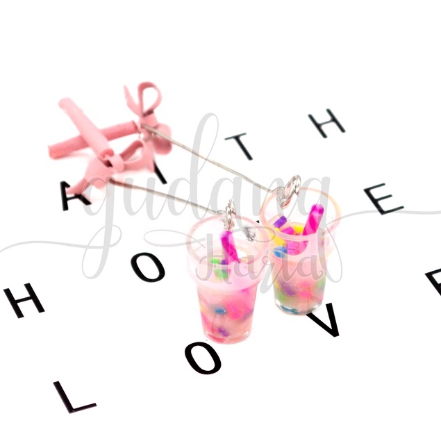 Anting Stud Minuman Soda Earring Motif Drink Pink GH 203466