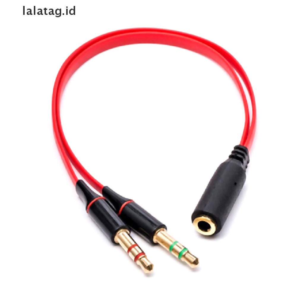 (Flyag) Adapter splitter audio Stereo 3.5mm male Ke 2 female Untuk headset / mic