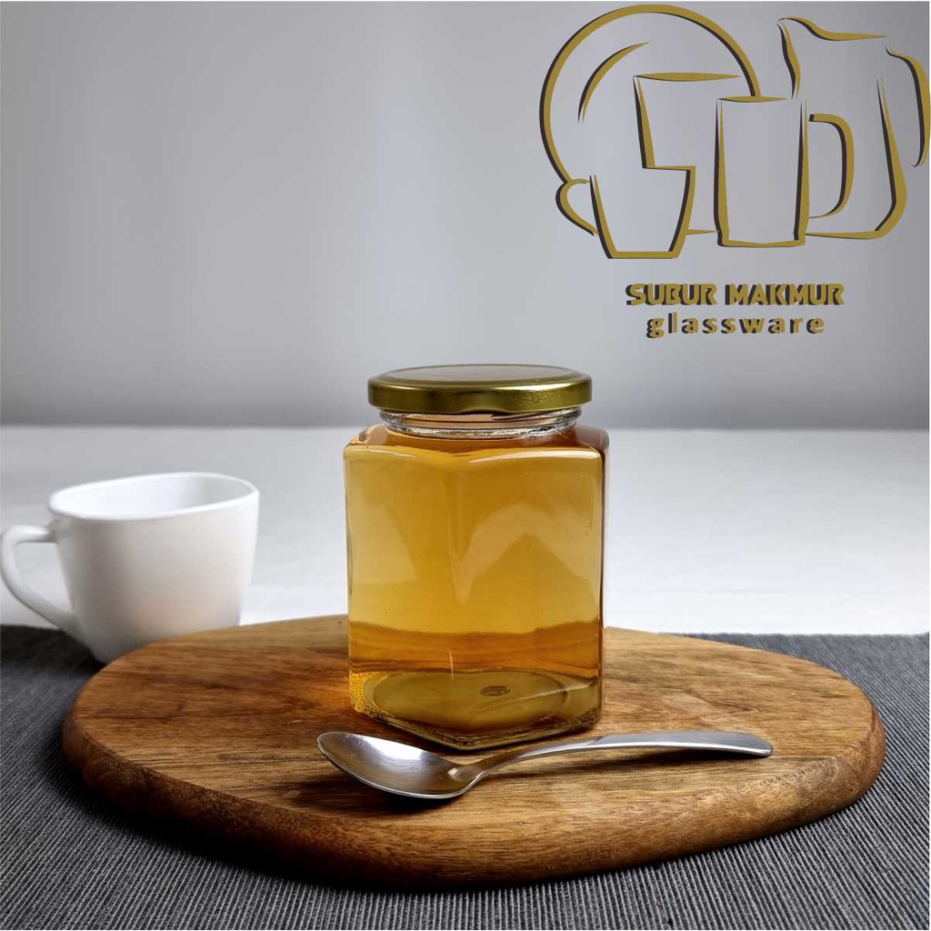 [Set 3 Pcs] Toples Hexagonal 500ml (HX-500) Kedap Udara Selai Jam Madu Honey Jar