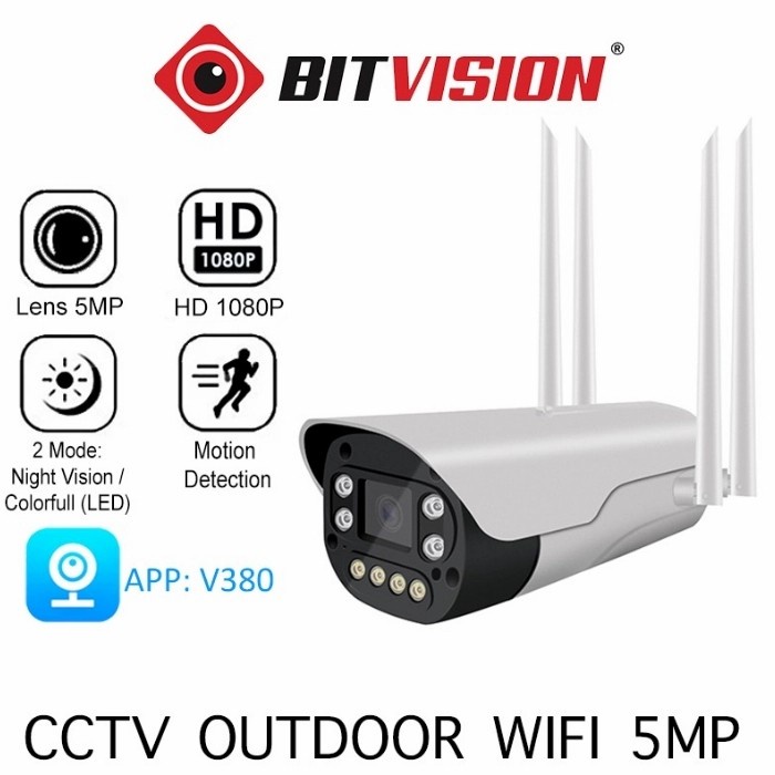 Cctv IP Cam Bitvision BV7 kamera outdoor waterproof 5mp HD 1080P V380