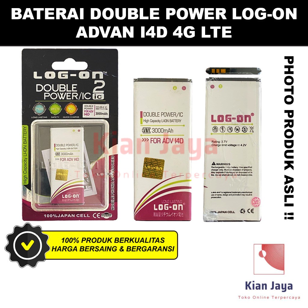 Baterai Double Power Log-on Hp Advan i4D 4G LTE Batre Batrai Battery Original Logon