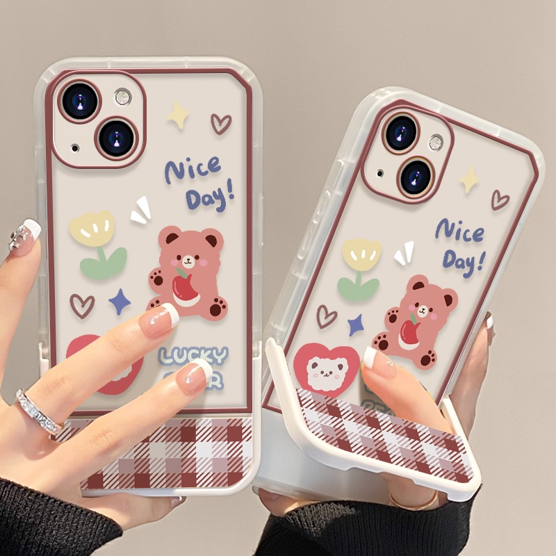 Soft Case TPU Transparan Motif Beruang Untuk IPhone 12 13 Se 2020 6 6S 7 8 Plus X XS XR 11 Pro Max