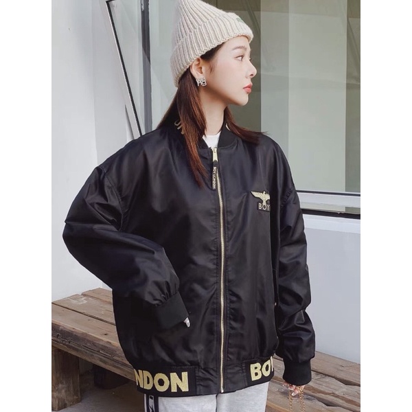 BOY57 SWEATER BOMBER BOY LONDON PRIA WANITA ASIA EROPA FULL WINGS BORDIR GOLD