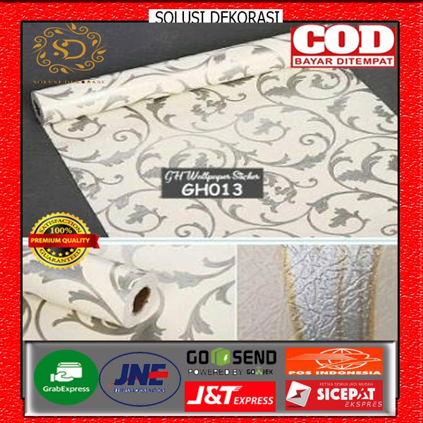 READY STOK!!! | Wallpaper Dinding Murah | SIZE 45 CM X 10 METER | Motif Kembang Silver | Anti Air