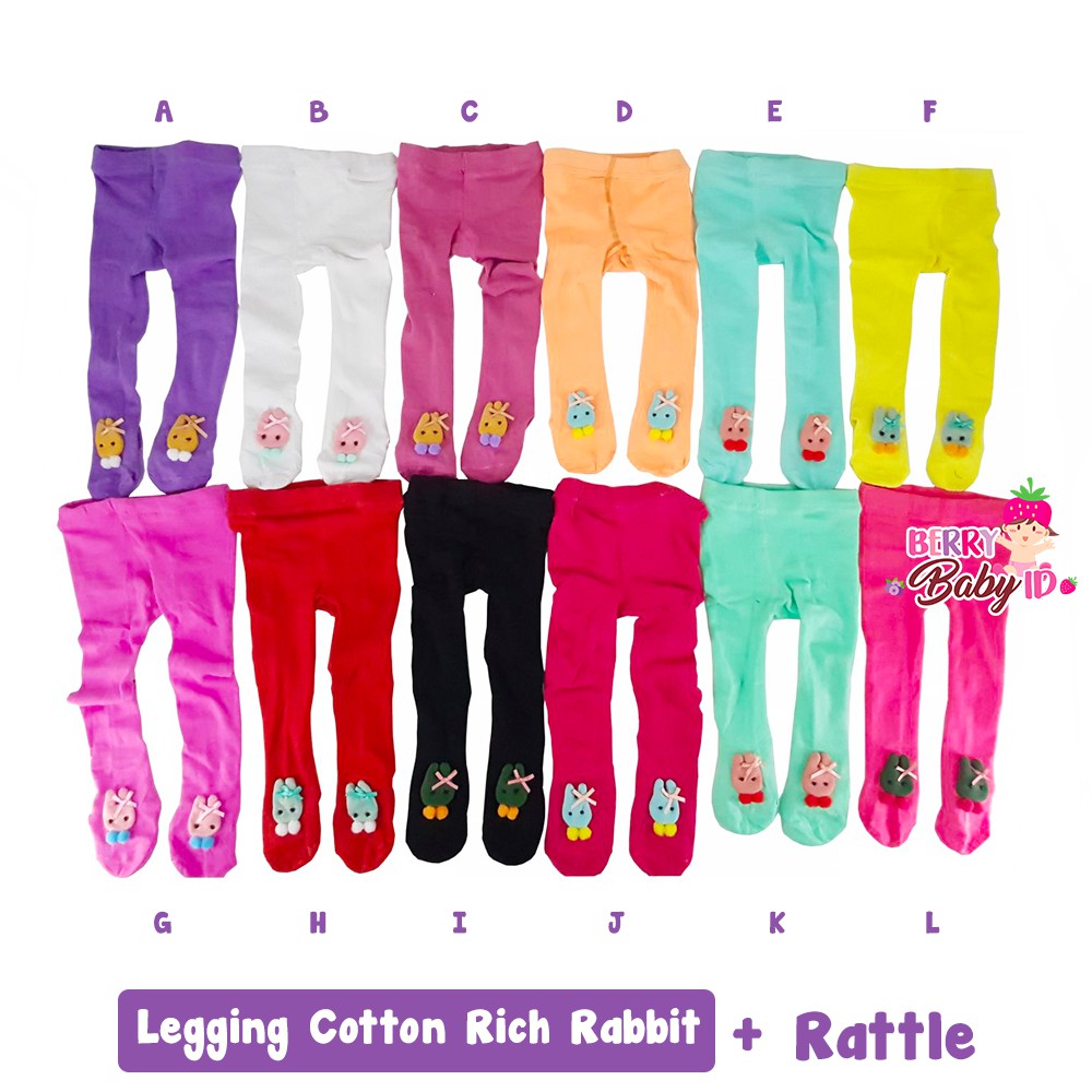 Cotton Rich Legging Anti Slip + Rattle 3D Bayi 0-12 Bulan Berry Mart