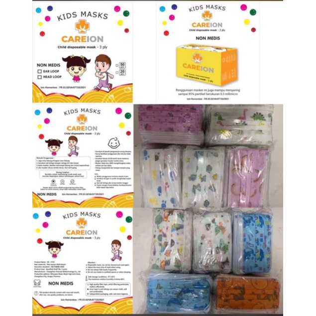 Masker Anak CAREION 3ply 50pcs