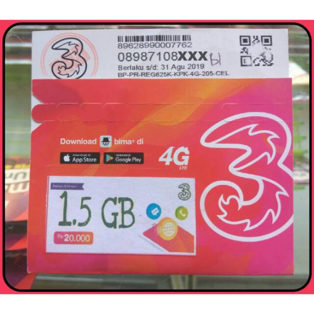 Kartu Tri BM1 1.5GB BANDUNG