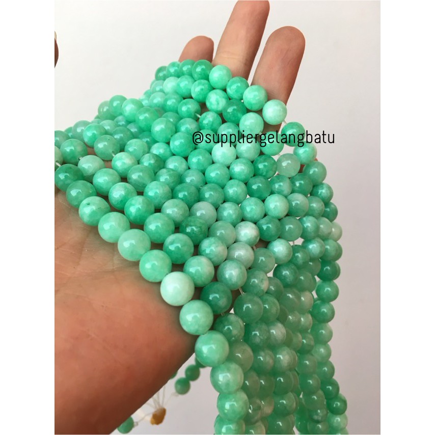 light green AMAZONITE 8mm hijau tosca premium bead stone handmade DIY aksesoris kerajinan supplier