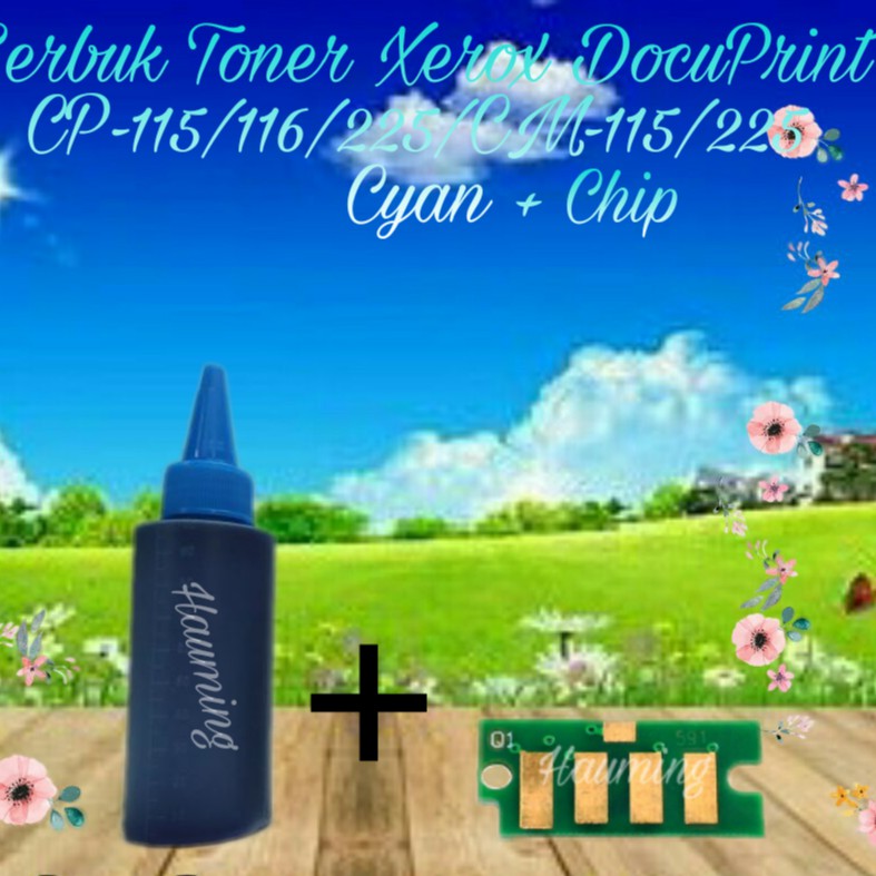 Serbuk Toner Xerox CP115 CP116 CP225 CM115 CM225 CM225fw CP115w CP116w CP225w Cyan 1x Isi + Chip