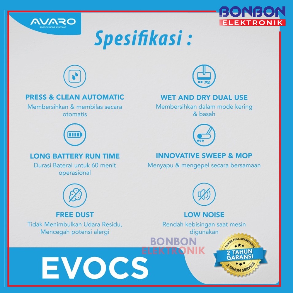 AVARO Evocs Vacuum Cleaner Cordless - Alat Pel Canggih Wet &amp; Cleaning