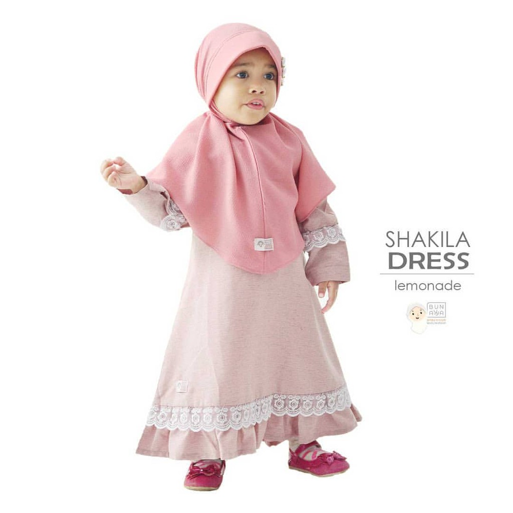 Ready Shakila Shakeela dress gamis anak bunayya Lemonade baju lebaran baju muslim anak