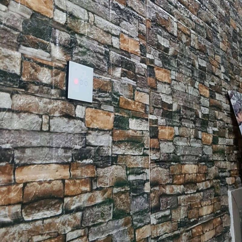 wallpaper foam premium 3D permukaan timbul motif batu alam original
