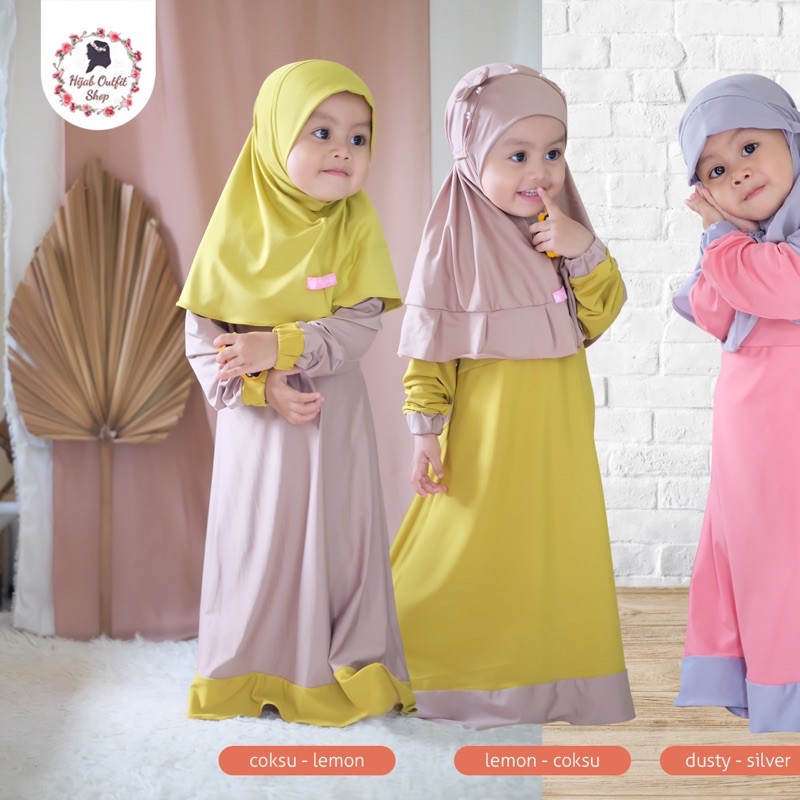 Zarina Dress 2tone / gamisnya saja yaa/ gamis anak / dress anak