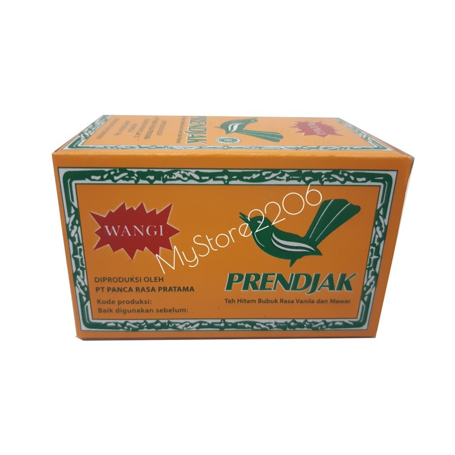 

Teh Prendjak Hitam Bubuk Rasa Vanila dan Mawar / Teh Prendjak dus oren / orange