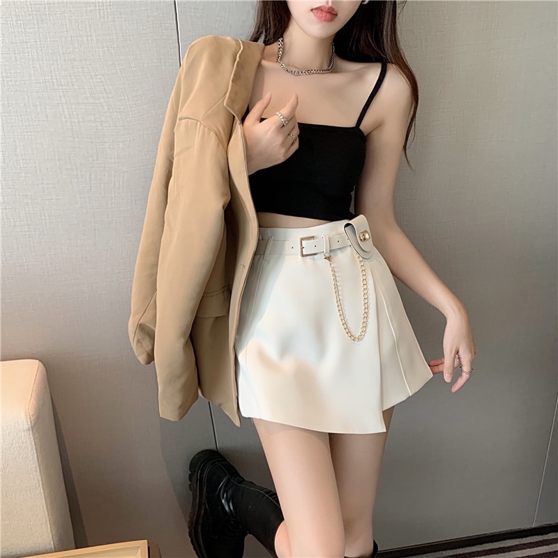 SKORT MINI SKIRT FREE BELT HIGHWAIST IMPORT WANTA ROK MINI MX607