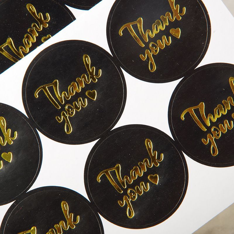 STICKER LABEL BLACK GOLD HANDMADE WITH LOVE / THANKYOUS DOFF