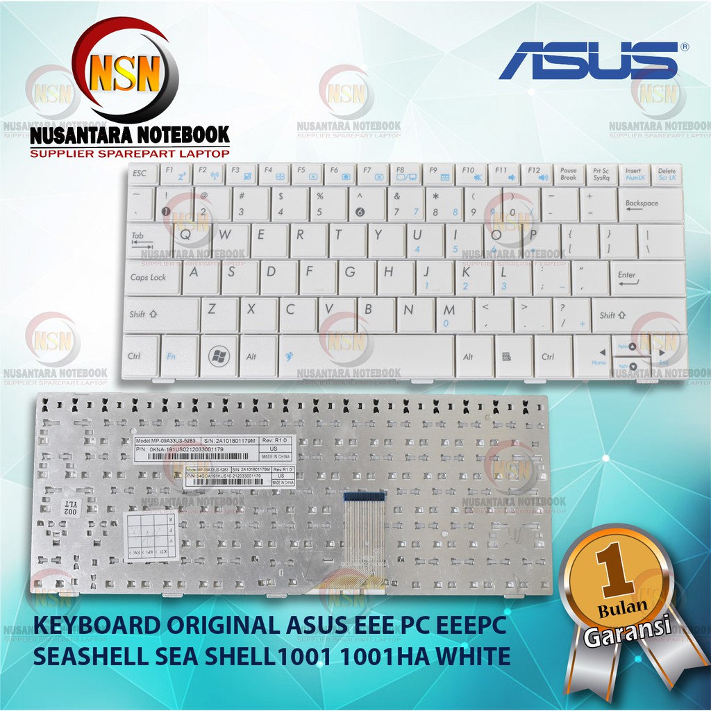 Keyboard Original Asus Eee PC EeePC Seashell 1001 1001DB 1001HA WHITE