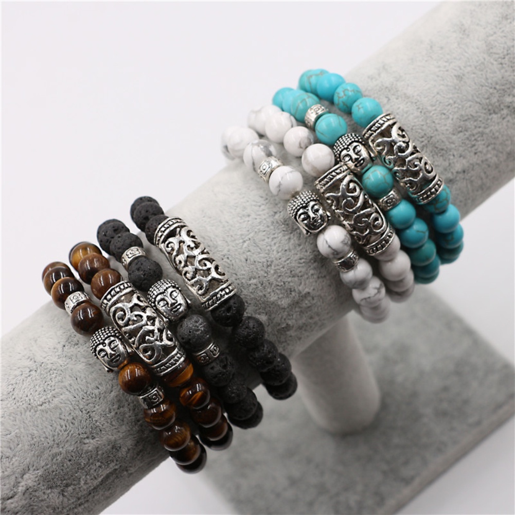 Hu Hu Hu Hu Hu Alat Bantu Pasang Kacamata♡ 2pcs Gelang Manikmanik Batu Alam Dengan Charm Kepala Budha Untuk Priawanita