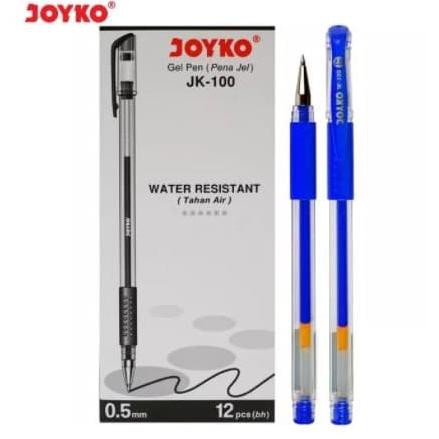 

pqd-67 PULPEN / PEN GEL JOYKO JK 100 WATER RESISTANT [LUSIN] - Biru