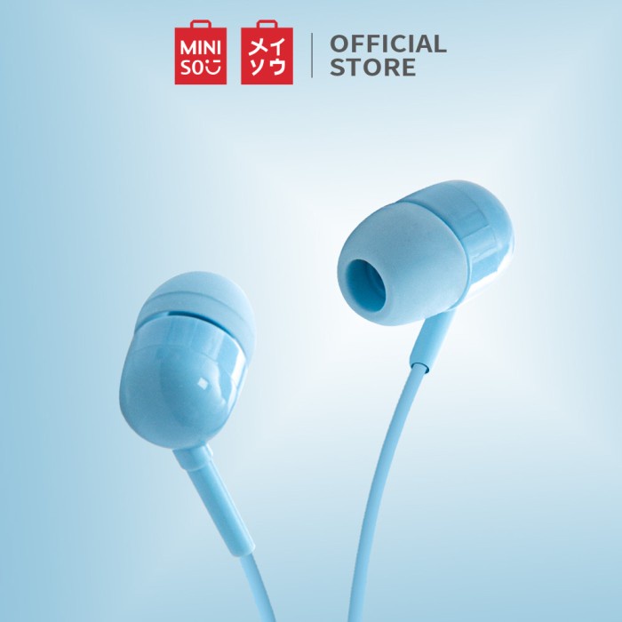 MINISO Earphone Earbud Headphone In-Ear Colorful Musik Headset Stereo - Biru Muda, Seri kapsul