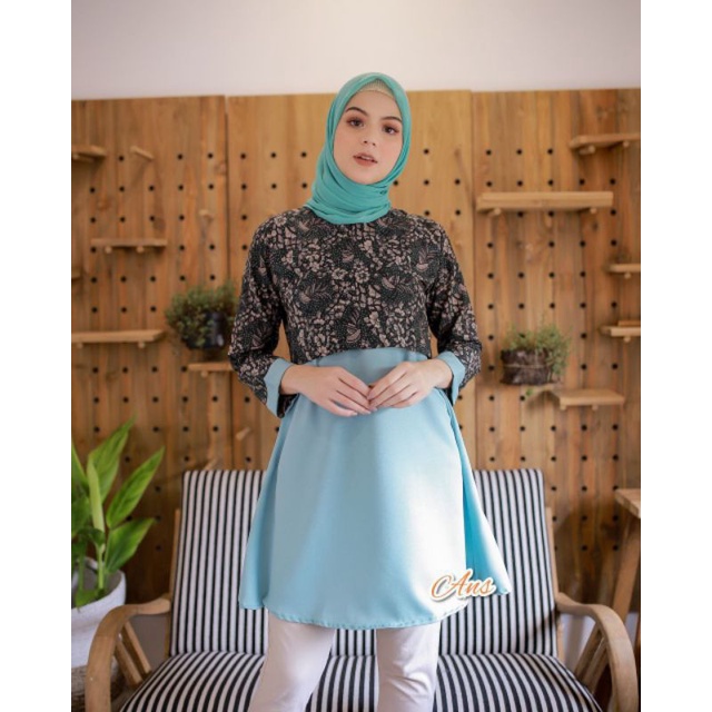 tey-17 Batik wanita ASJ SA HRB026 Kenongo Kemeja Tosca Pendek-No 6