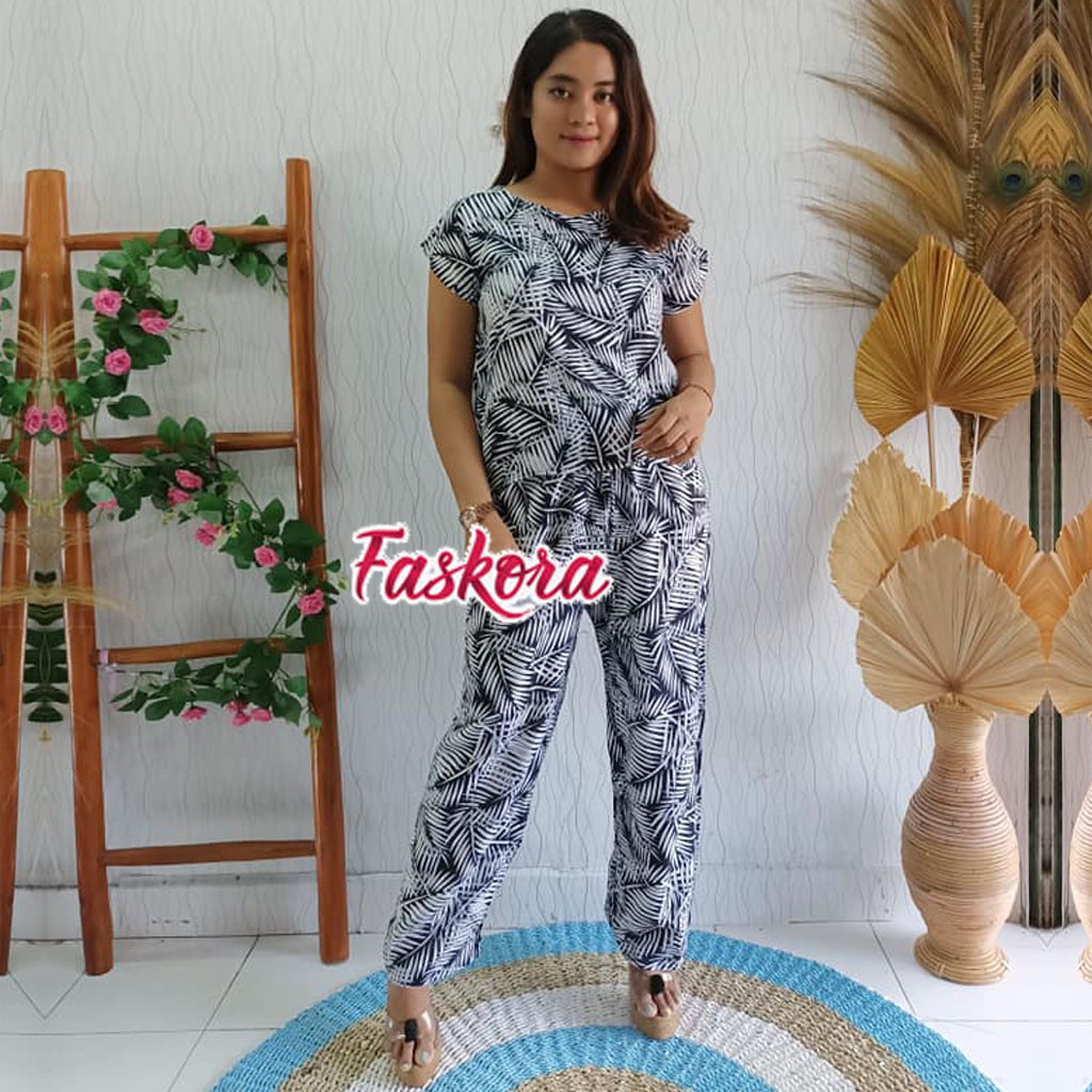 One Set Pajamas Rayon Jumbo XXL Kelapa / Setelan Piyama Wanita Kekinian / Pajamas Set Lengan Pendek