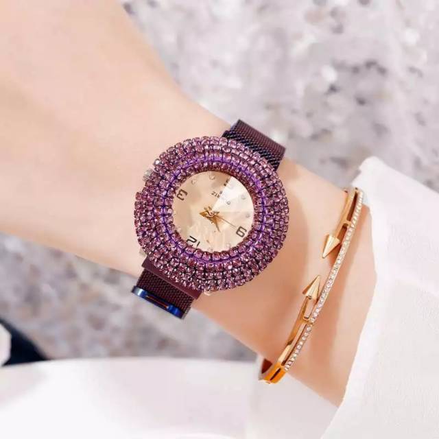 Jam Tangan Wanita Korea Strap Magnet Diyoor Donat Diamond 6 VARIAN WARNA