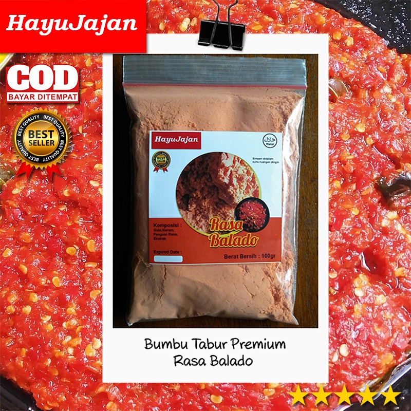 

BUMBU TABUR PREMIUM RASA BALADO / BUMBU KERIPIK, JAMUR CRISPY, TAHU WALIK, CIMOL, TELUR GULUNG, POP CORN, BAKSO, / KEMASAN 100 gr /