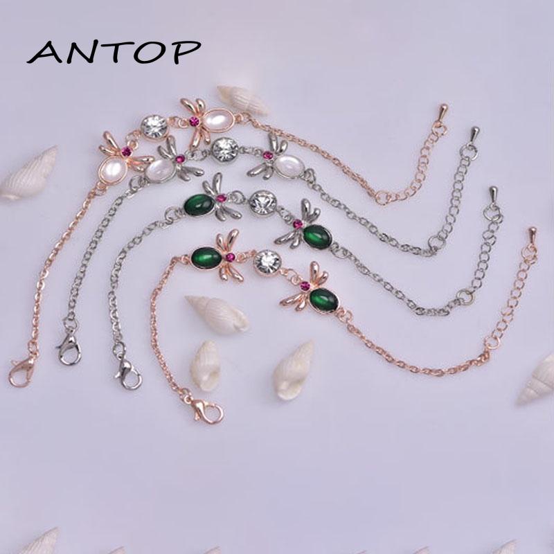1 Pcs Korea Fashion Gelang Titanium Wanita Anti Karat Berlian Permata Hijau Bracelet ANTOP