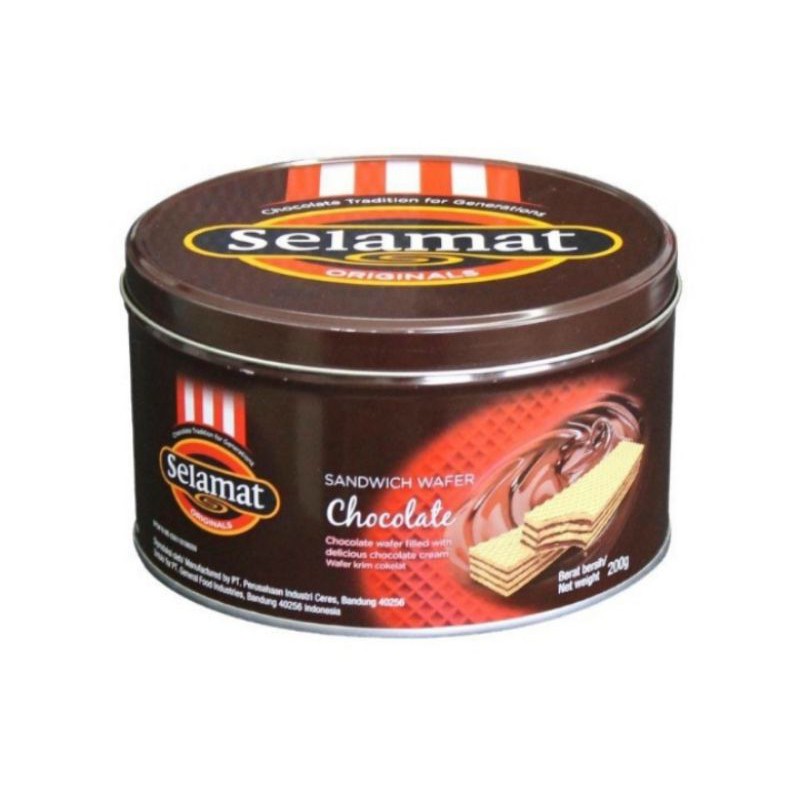 Wafer Selamat Chocolate Kaleng 200 Gram
