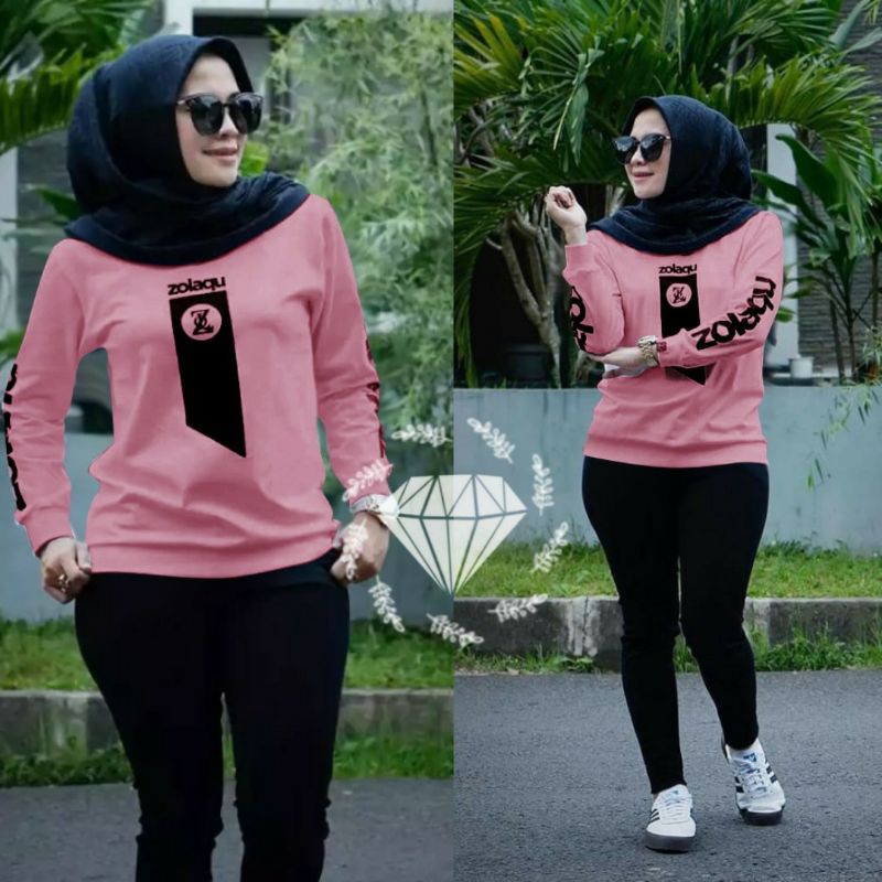 Stelan senam olahraga wanita model muslim / baju kaos tunik muslimah vinni training murah baju gym w