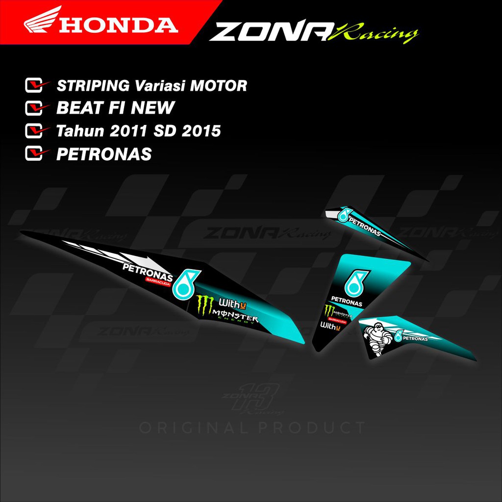 STRIPING VARIASI STICKER LIST HONDA BEAT FI NEW 2011-2015 LIVERY PETRONAS