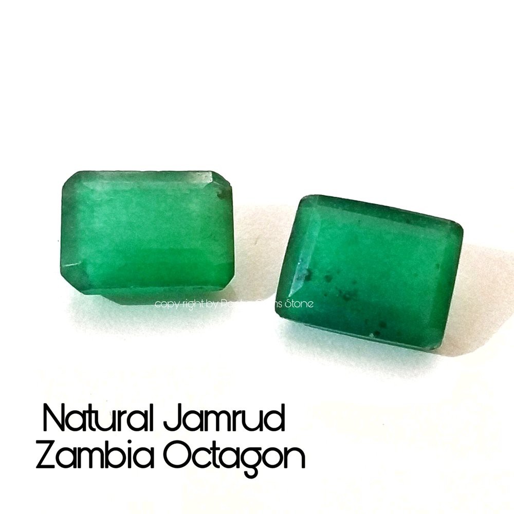 BATU PERMATA NATURAL ZAMRUD ZAMBIA GREEN OCTAGON