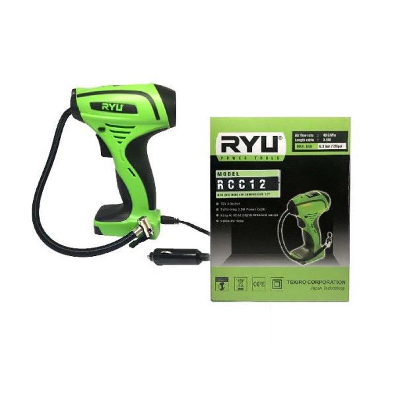 RYU Mini Air Compressor 12 V RYU RCC 12 / Mini Kompressor /Alat Pompa Angin Ban Balon Digitalis