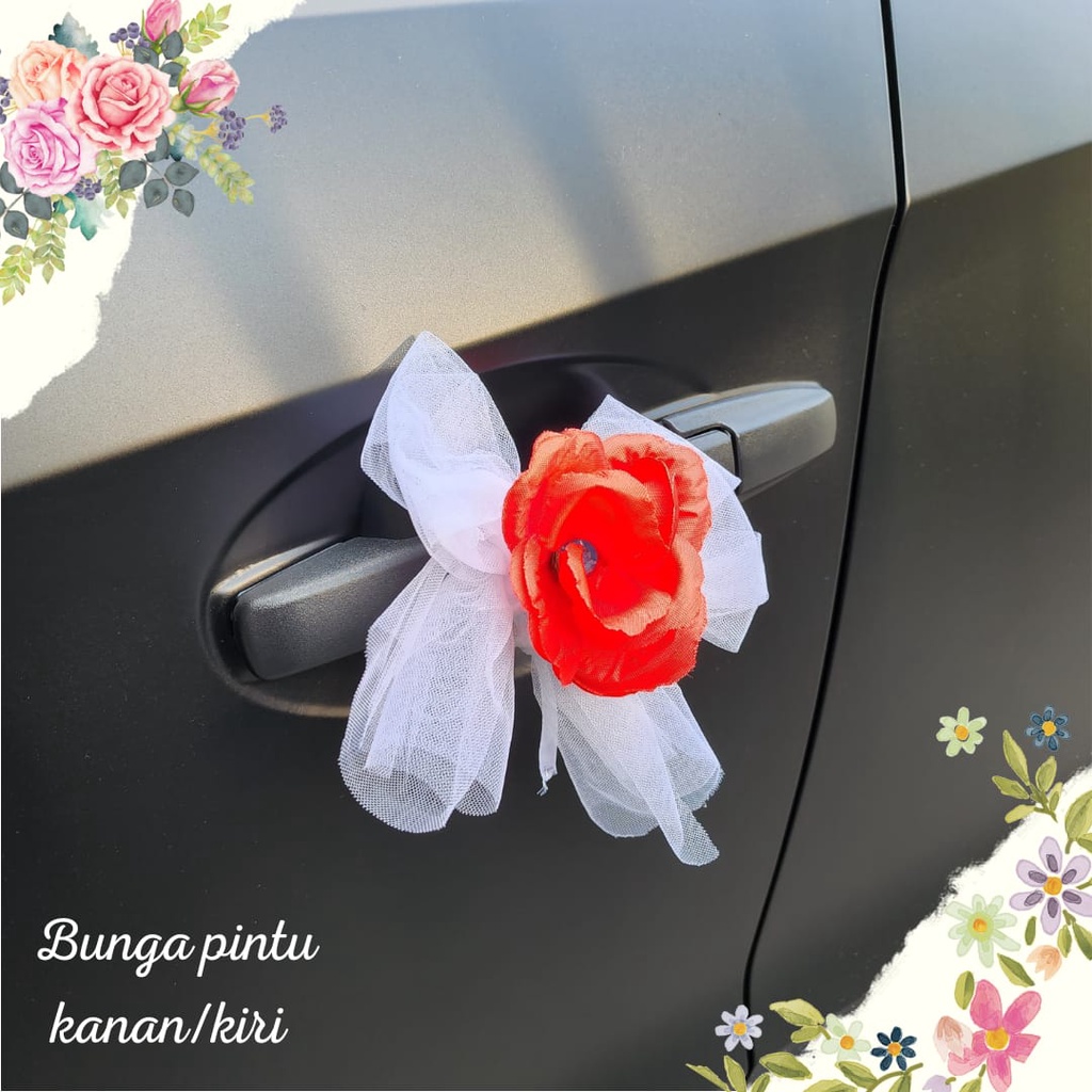 Dekorasi Kap Mobil Pengantin Pernikahan Wedding Car Tile Karangan Bunga Murah Unik Kekinian