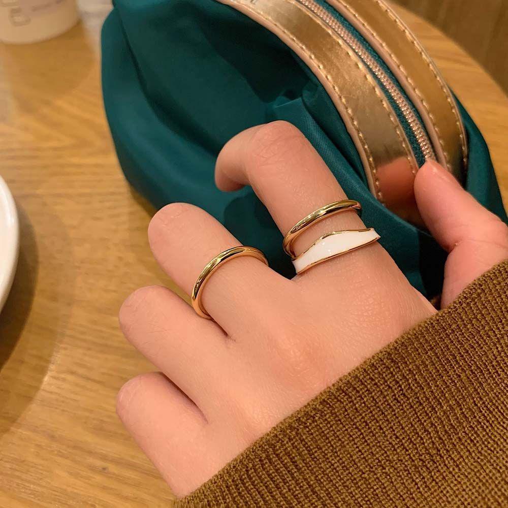 Mxbeauty Open Rings Set 2pcs/Set Retro Menetes Minyak Hadiah Hari Valentine Classic Alloy Knuckle Ring