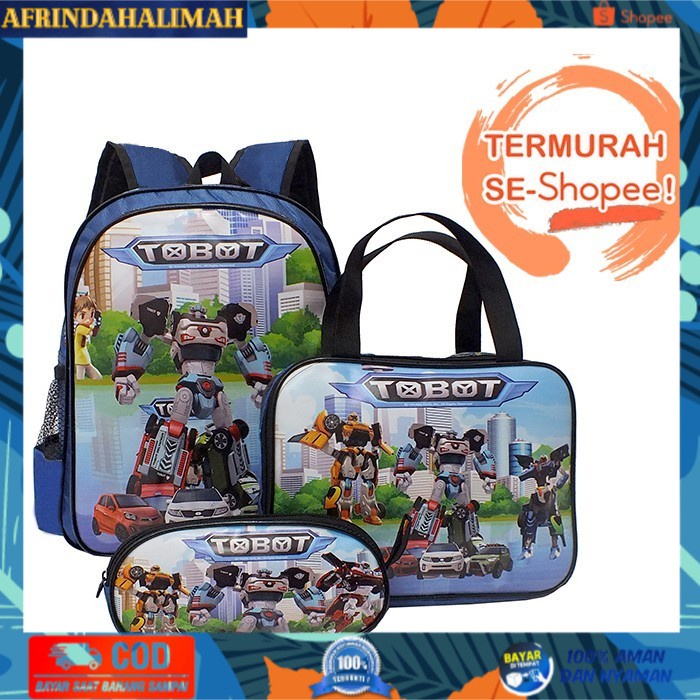 

[TERBARU] TAS RANSEL SEKOLAH ANAK SD TK TOBOT SET 3 IN 1